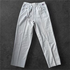Tommy Hilfiger Mens Chino Pants 34x32 Khaki Pleated Vintage 90s Cotton Trousers